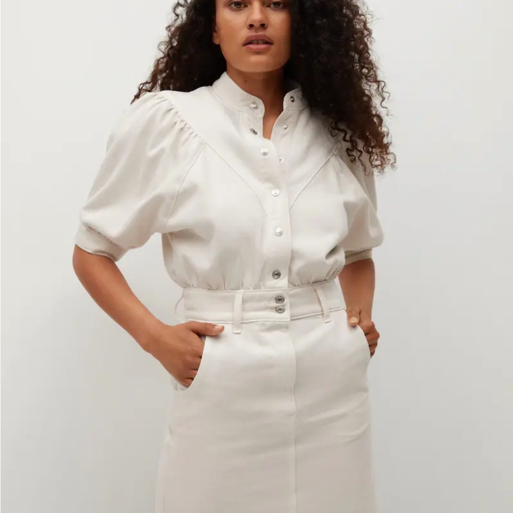 Mango Button Denim Dress